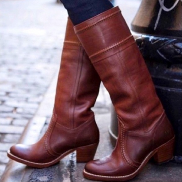 Frye Shoes - Frye Jane Leather Chestnut Brown Western Boots
